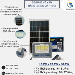 ĐÈN PHA NĂNG LƯỢNG MẶT TRỜI VỎ XÁM CAO CẤP SINOL MK